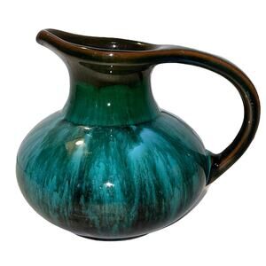 Blue Mountain Pottery BMP Canada Mini Ceramic Green/Blk Glazed Creamer Pitcher